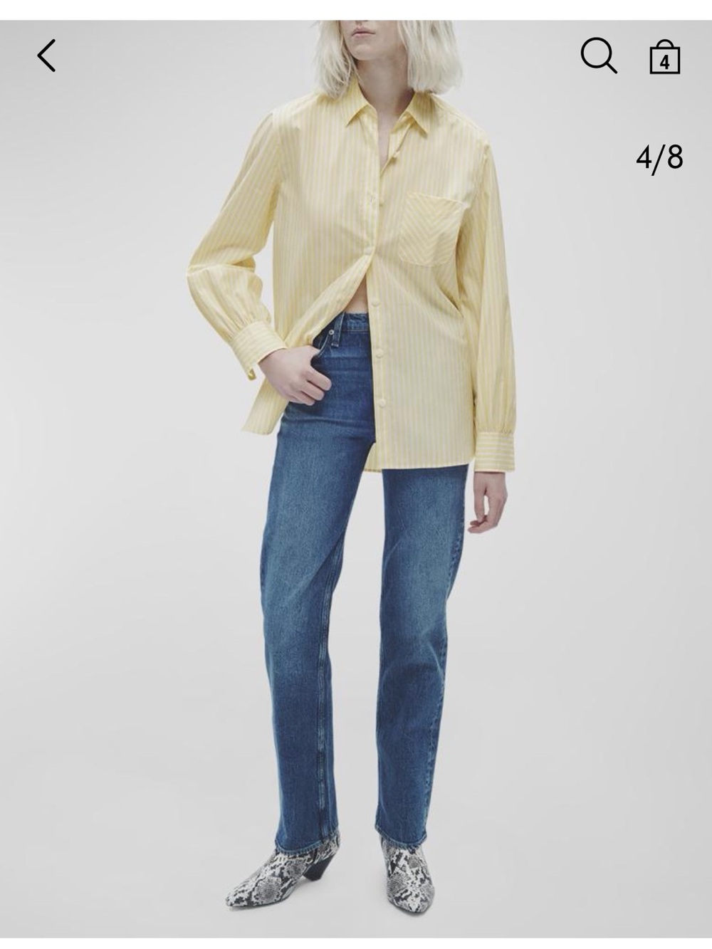 Rag & Bone Maxine Yellow Stripe Cotton Poplin Oversized Button Down Shirt
